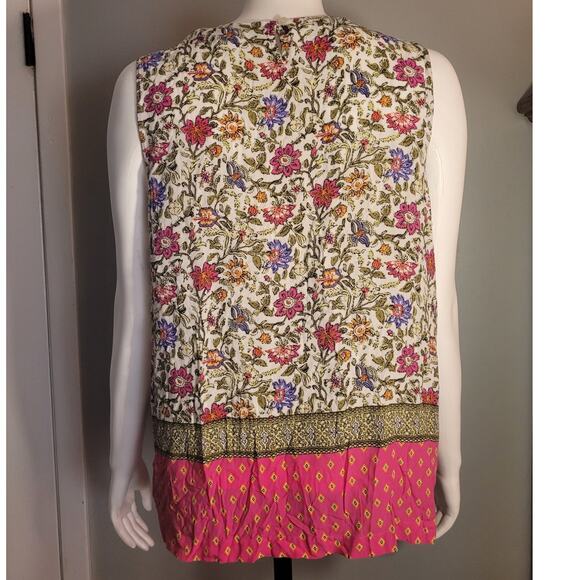 J. Jill Babydoll Tank Top Light Floral Size Large Feminine Gardencore 100% Rayon - Picture 4 of 8